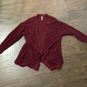 Maroon Sherpa cardigan